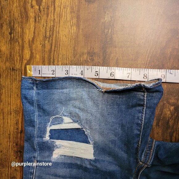 American Eagle Midi Shorts 0 Next Level Stretch Medium Light Wash Denim Country - Picture 12 of 13